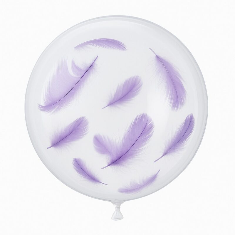 Globo Bubble Balloon Purple Feather #18