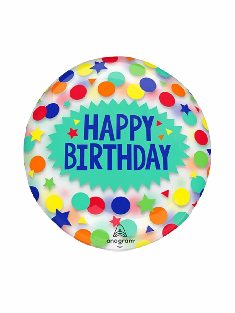Globo Clearz Happy Birthday Bolas y Estrellas #18