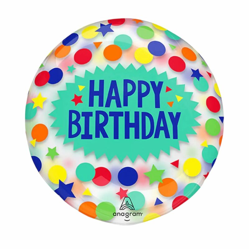 Globo Clearz Happy Birthday Bolas y Estrellas #18