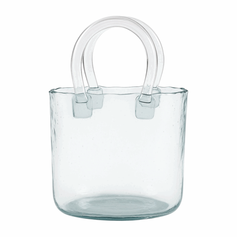 Caja Macetero en Cristal Clear Forma Cartera con Mangas