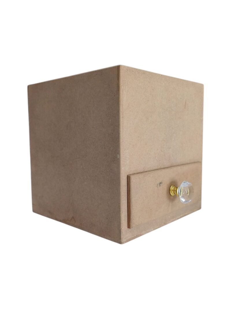 Caja Cuadrada en MDF Kraft con Gaveta