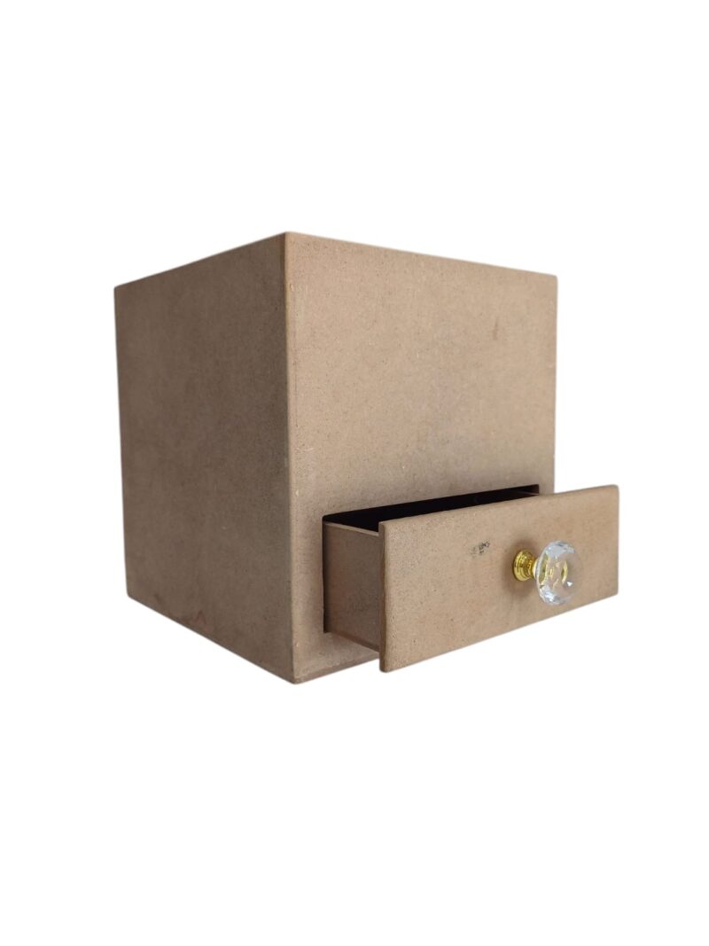 Caja Cuadrada en MDF Kraft con Gaveta