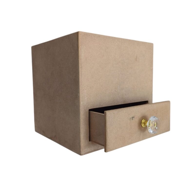 Caja Cuadrada en MDF Kraft con Gaveta
