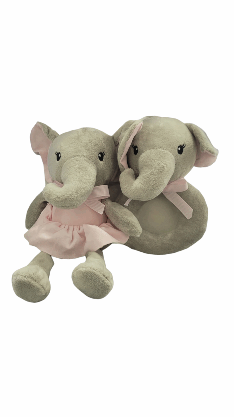 Peluches de Elefante Gris con Rosado