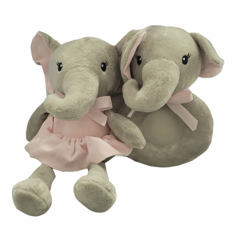 Peluches de Elefante Gris con Rosado